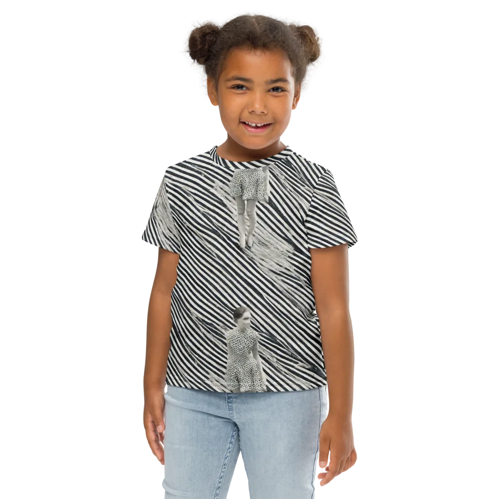 Zebra Chambre on Kids Crew Neck T-Shirt — Front