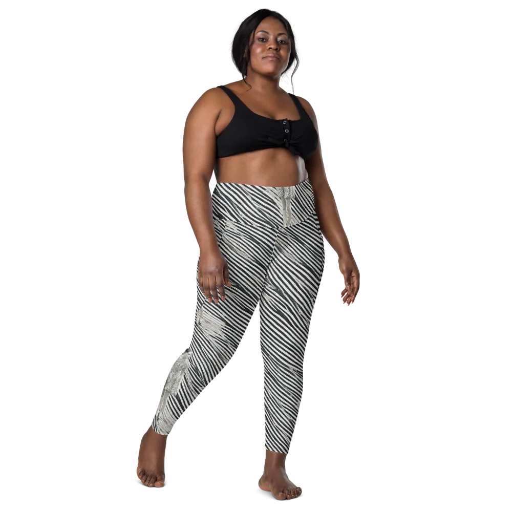 Zebra Chambre on Leggings with Pockets — Front
