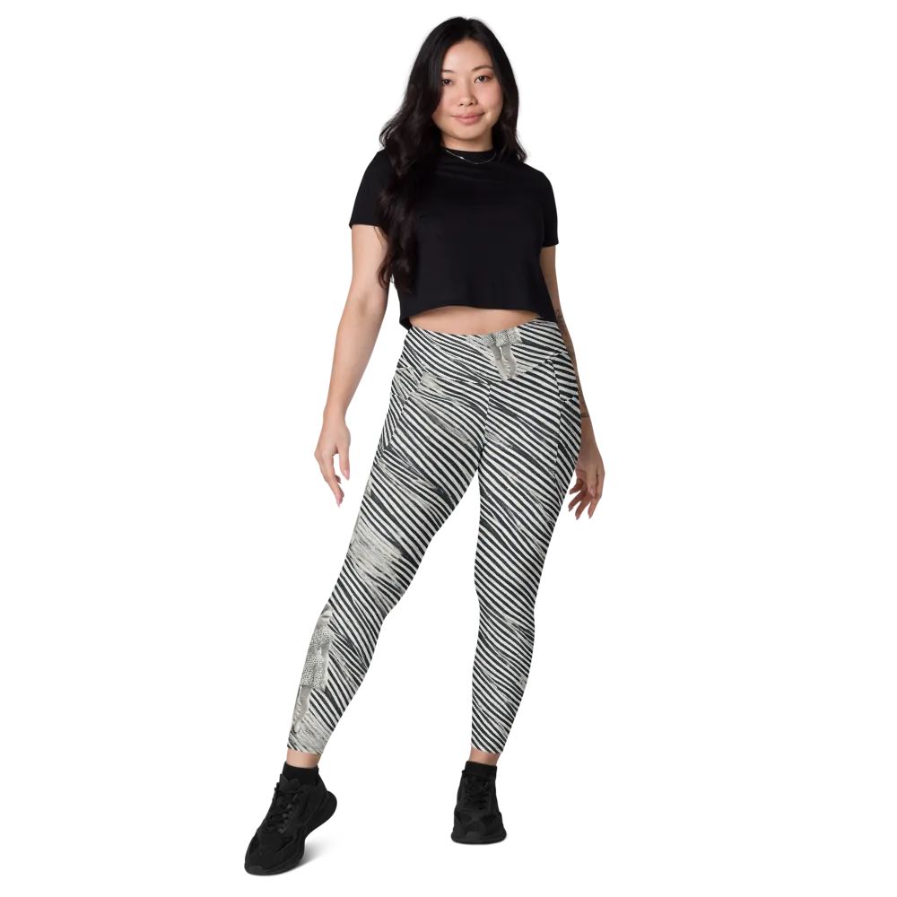 Zebra Chambre on Leggings with Pockets — Front