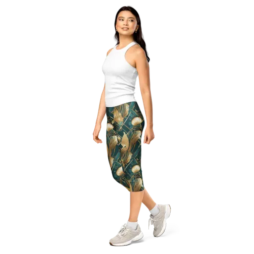 Teal Dynasty on a Capri Leggings