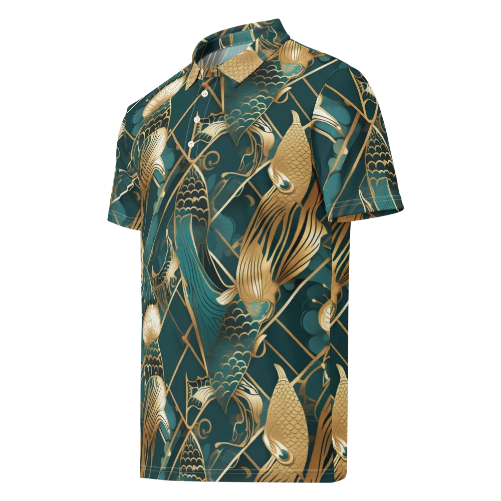 Teal Dynasty on Men's Slim Fit Polo Shirt — Left Front