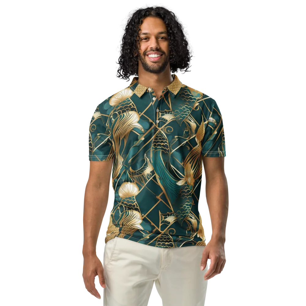 Teal Dynasty on Men's Slim Fit Polo Shirt — Front
