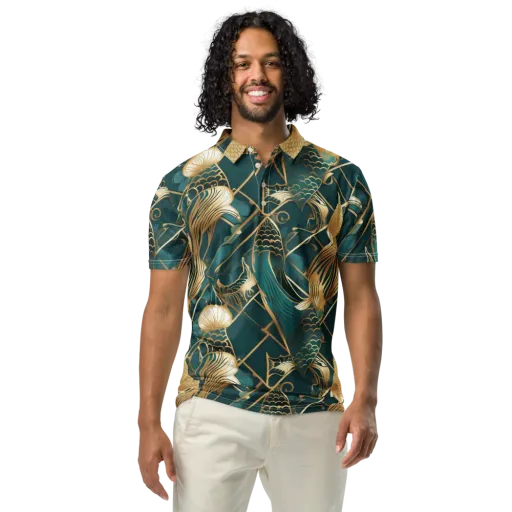 Teal Dynasty on a Men's Slim Fit Polo Shirt