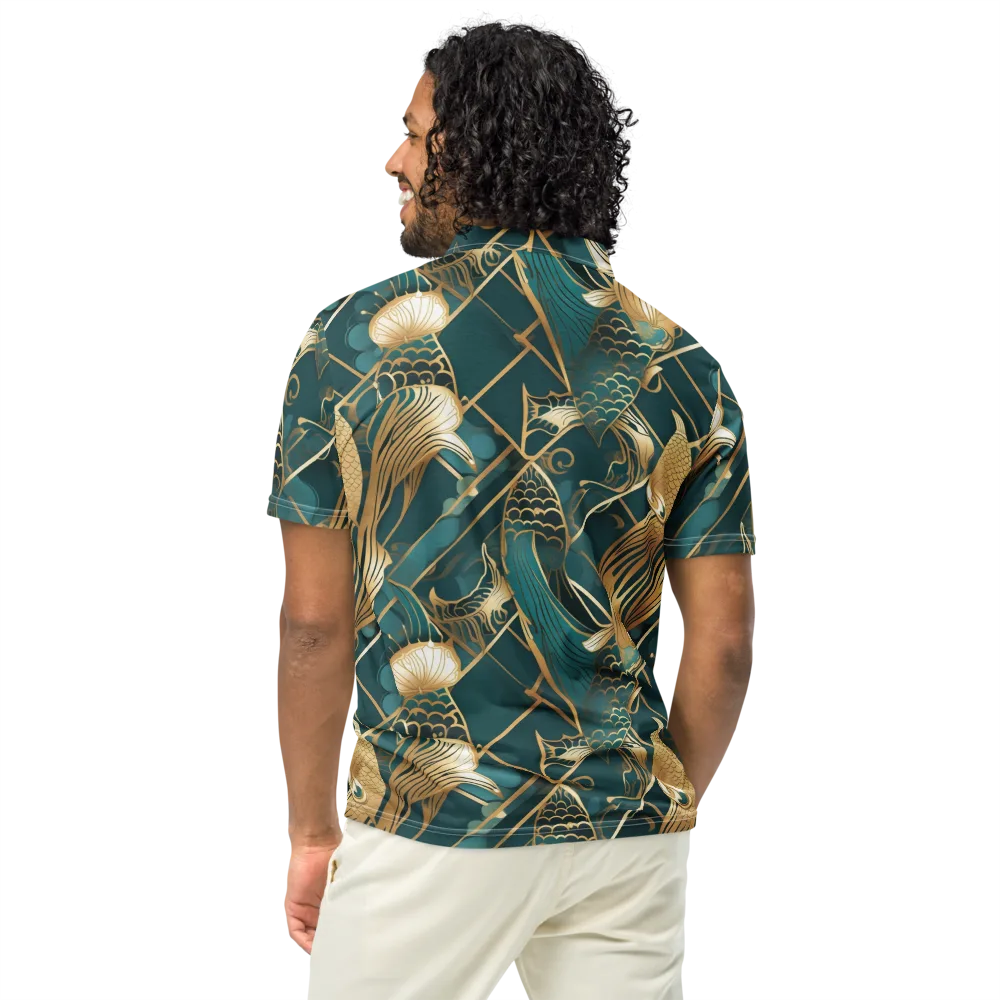 Teal Dynasty on Men's Slim Fit Polo Shirt — Back