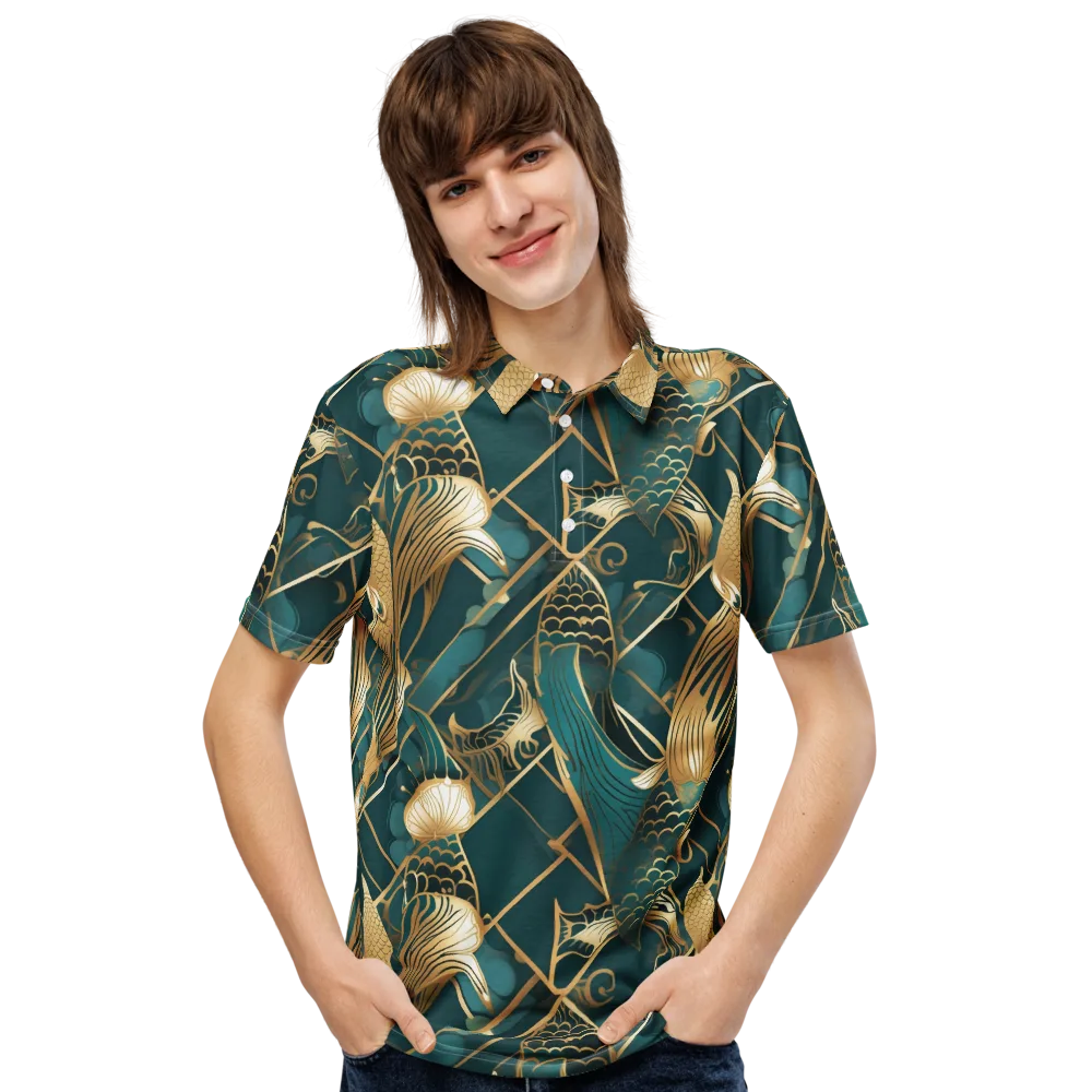 Teal Dynasty on Men's Slim Fit Polo Shirt — Front