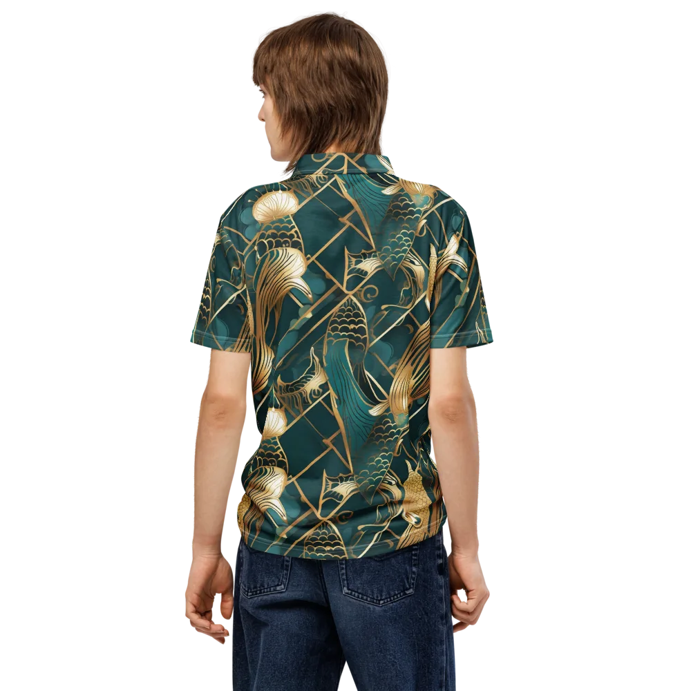 Teal Dynasty on Men's Slim Fit Polo Shirt — Back