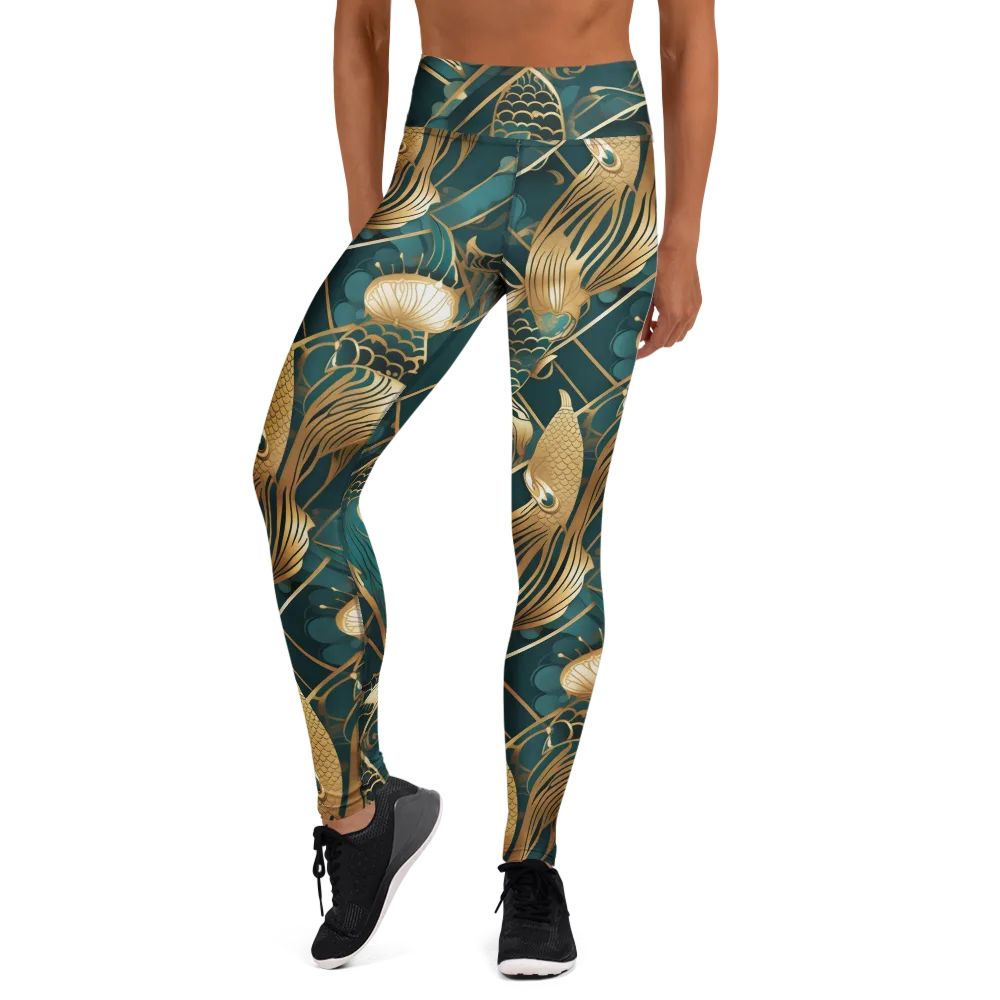 Teal Dynasty on Yoga Leggings — Front