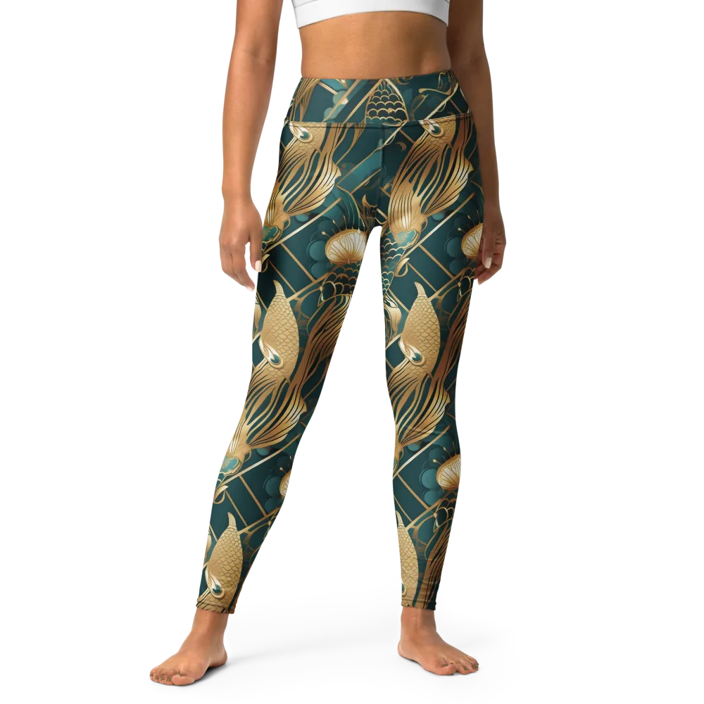 Teal Dynasty on Yoga Leggings — Front