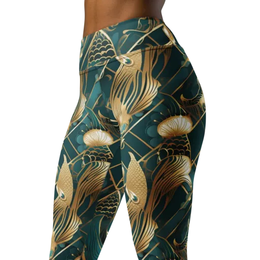 Teal Dynasty on a Yoga Leggings