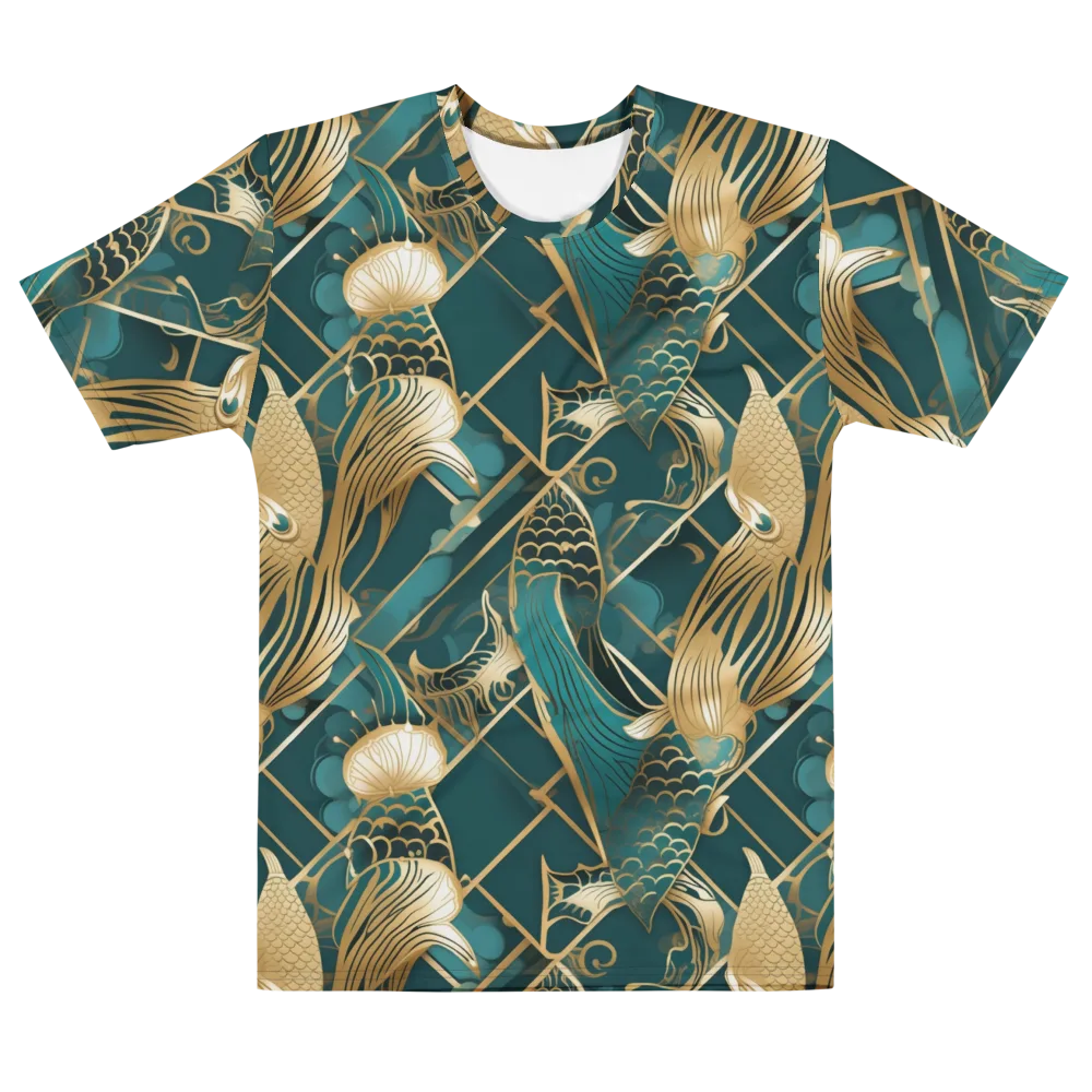 Teal Dynasty on Men's Cotton Crew Neck T-Shirt — Front