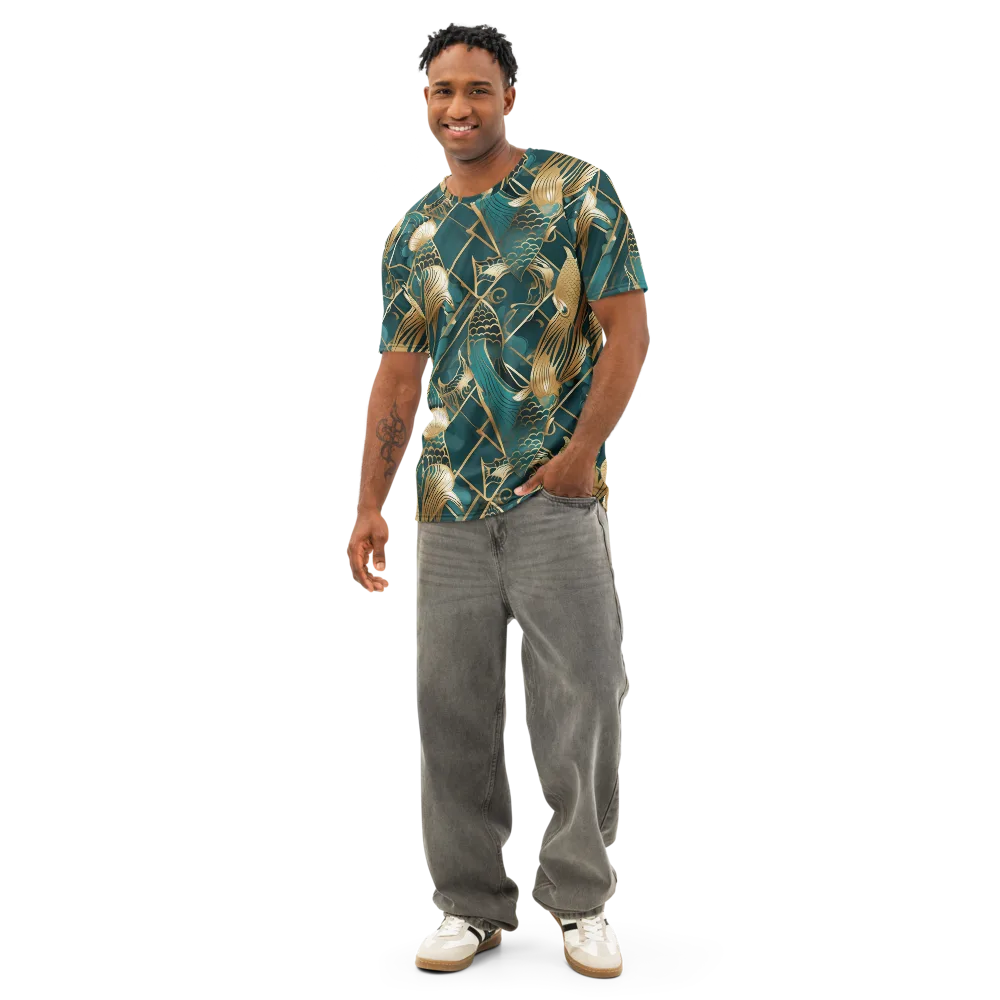 Teal Dynasty on Men's Cotton Crew Neck T-Shirt — Front