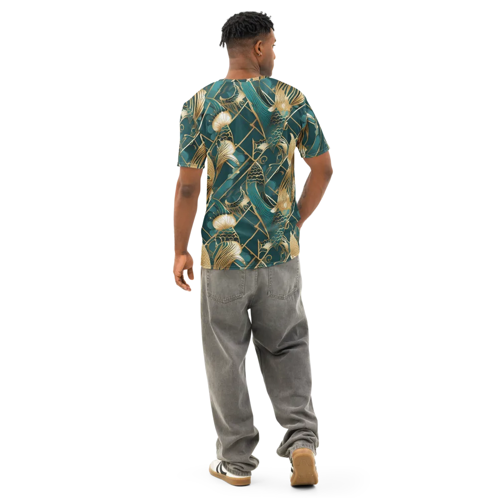 Teal Dynasty on Men's Cotton Crew Neck T-Shirt — Back