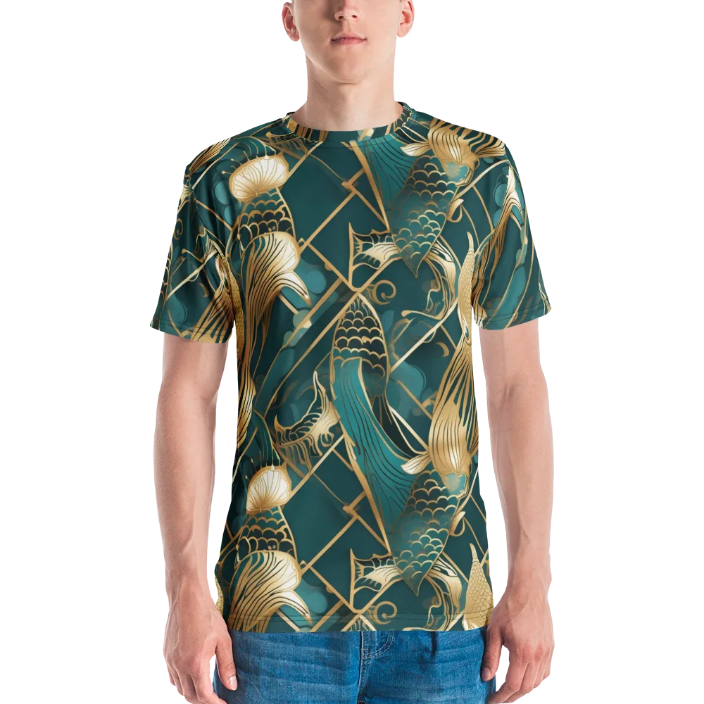 Teal Dynasty on Men's Crew Neck T-Shirt — Front