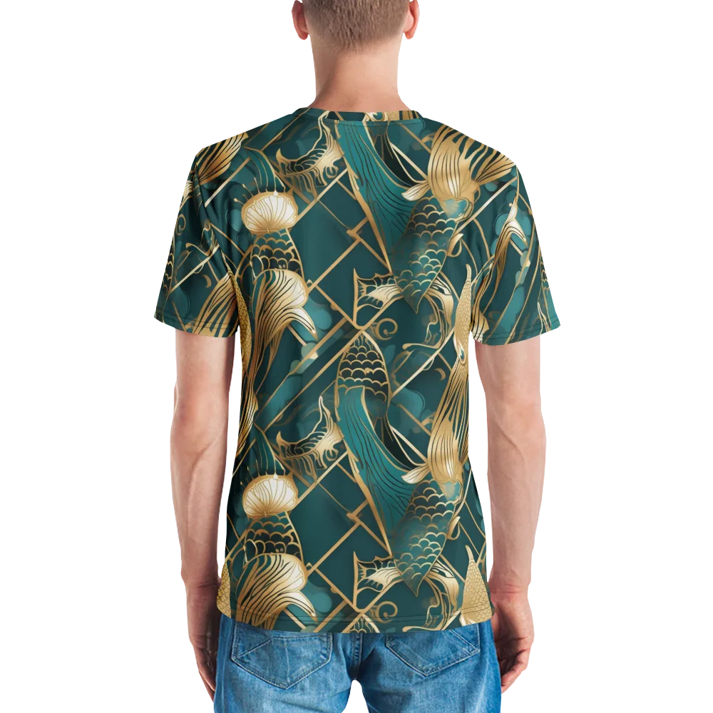 Teal Dynasty on Men's Crew Neck T-Shirt — Back