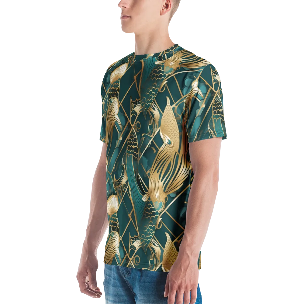 Teal Dynasty on Men's Crew Neck T-Shirt — Left