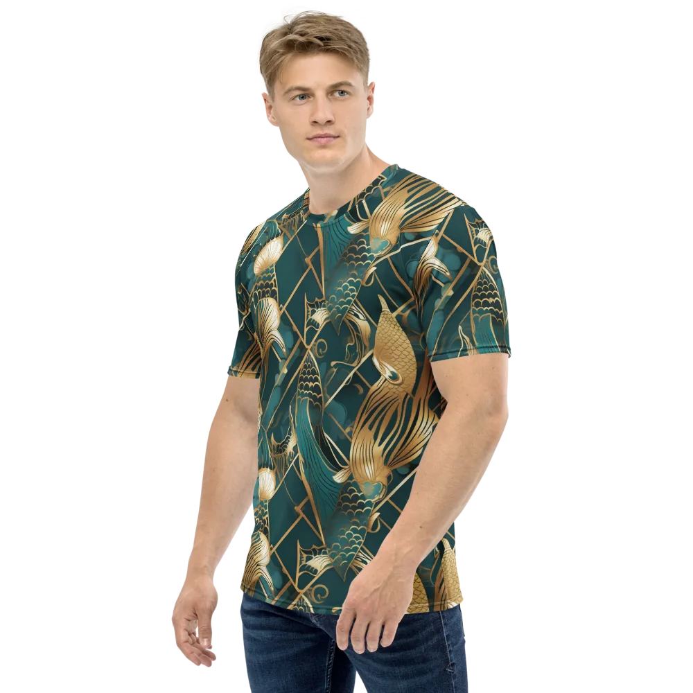 Teal Dynasty on Men's Crew Neck T-Shirt — Left
