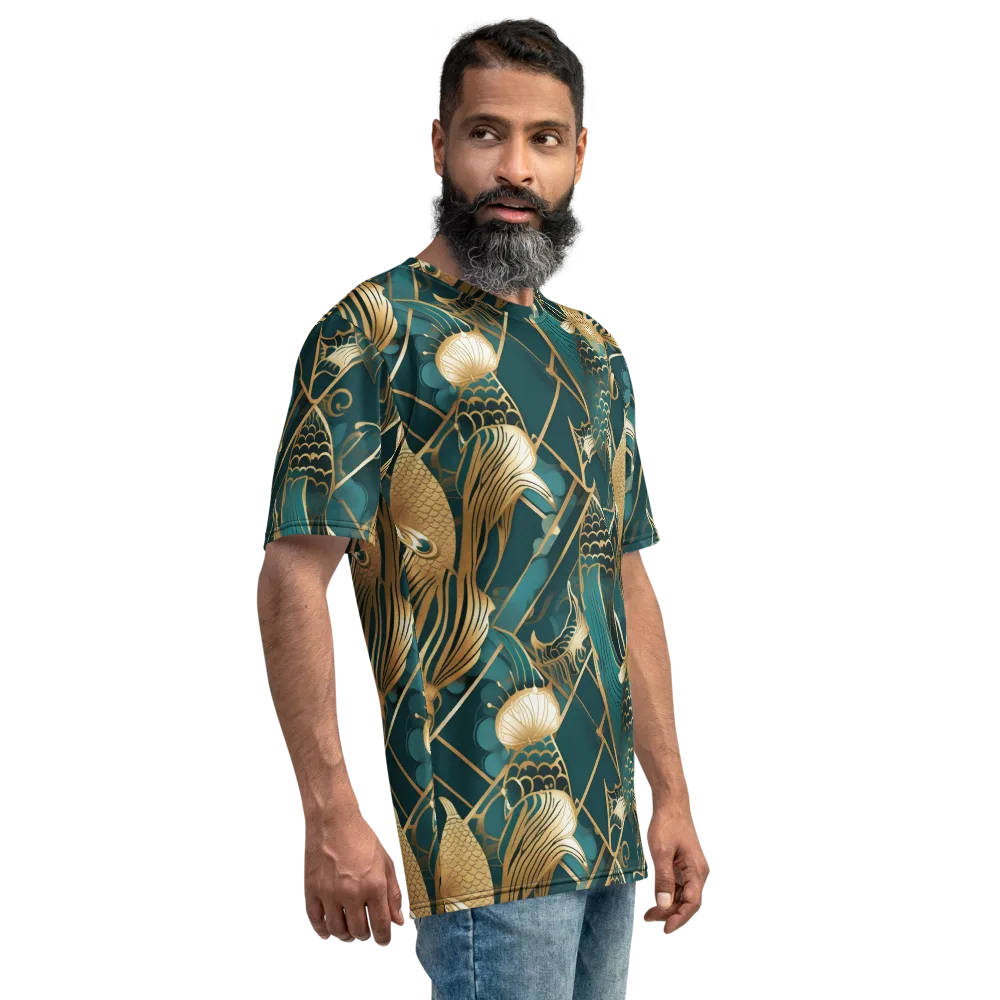 Teal Dynasty on Men's Crew Neck T-Shirt — Right