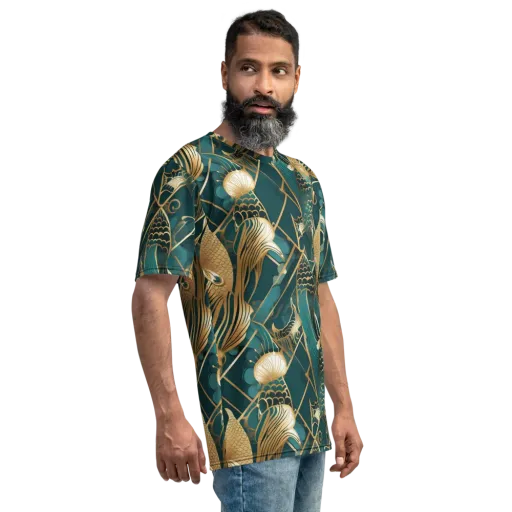 Teal Dynasty on a Men's Crew Neck T-Shirt