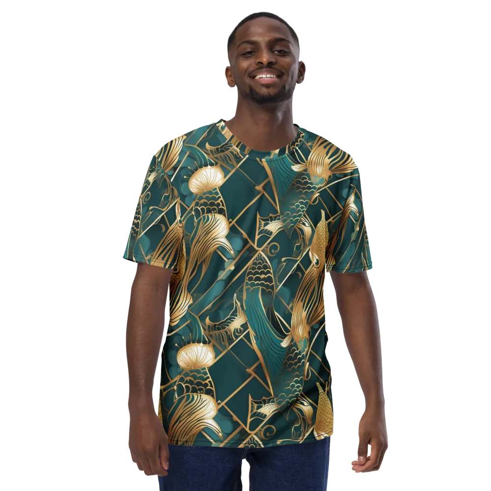 Teal Dynasty on Men's Crew Neck T-Shirt — Front