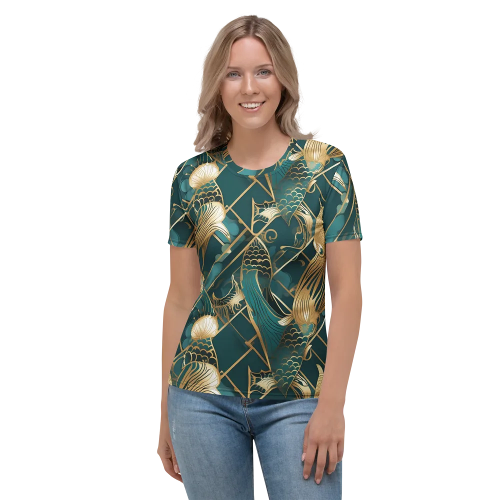 Teal Dynasty on Women's Crew Neck T-Shirt — Front
