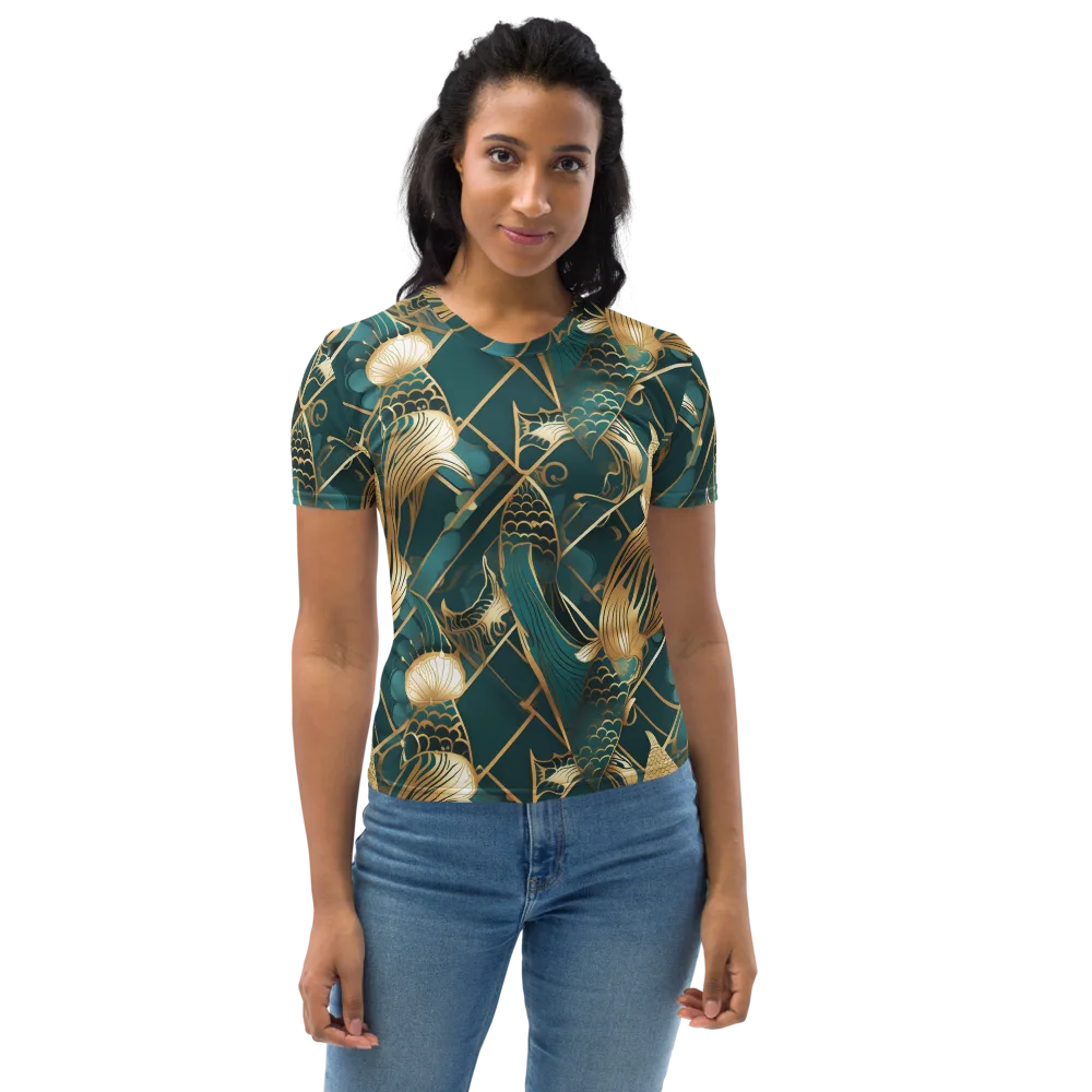 Teal Dynasty on Women's Crew Neck T-Shirt — Front