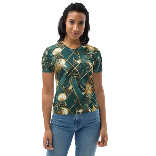 Teal Dynasty on a Women's Crew Neck T-Shirt