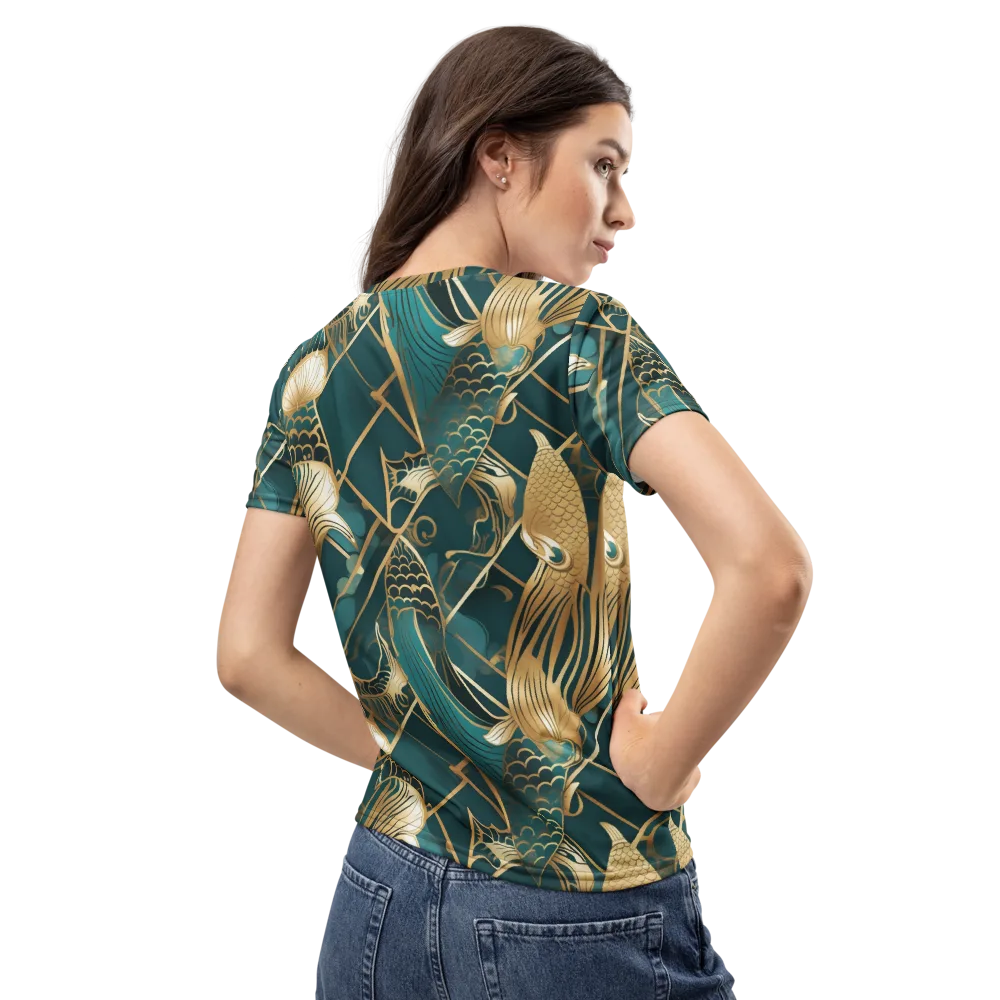 Teal Dynasty on Women's Crew Neck T-Shirt — Back