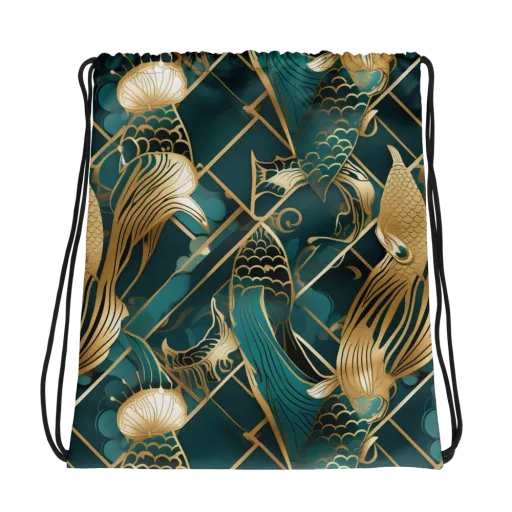 Teal Dynasty on a Drawstring Bag