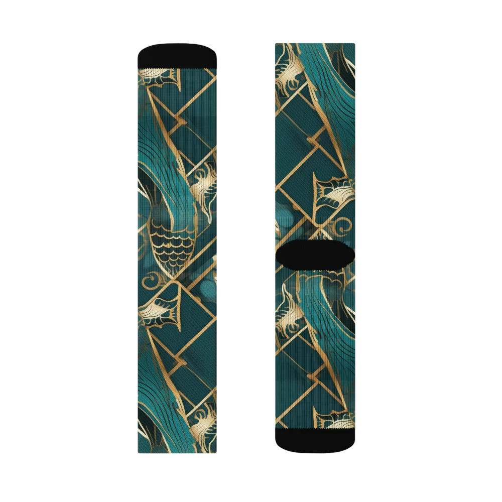 Teal Dynasty on Socks — Left Sock