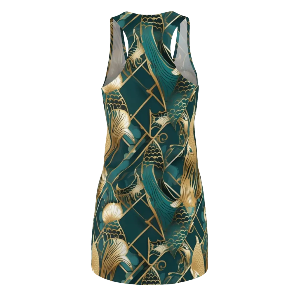 Teal Dynasty on Racerback Dress — Back