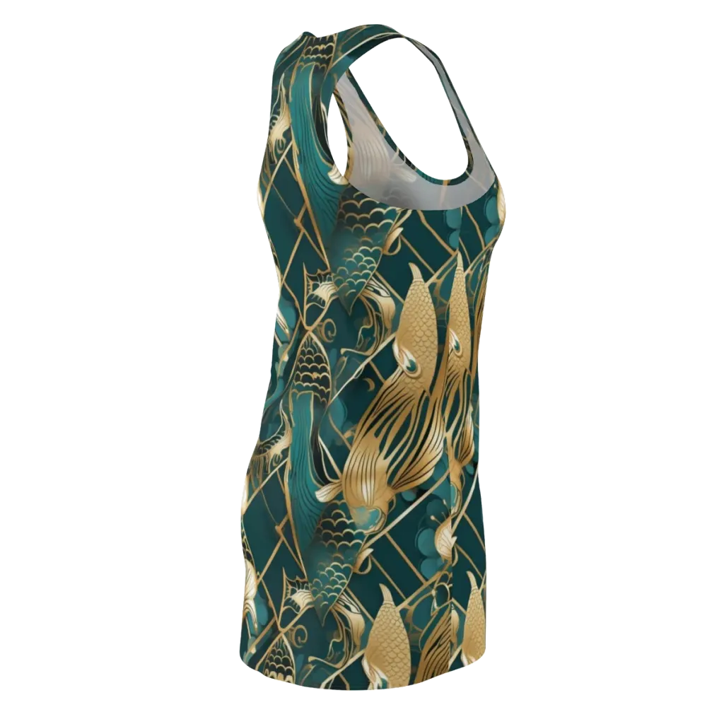Teal Dynasty on Racerback Dress — Back Side