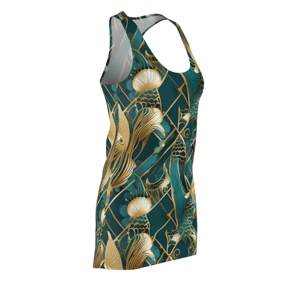 Teal Dynasty on Racerback Dress — Front Side