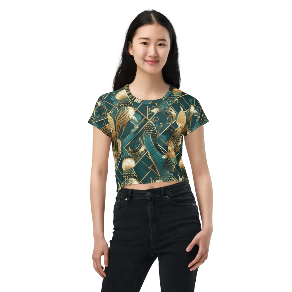 Teal Dynasty on Crop Tee — Front