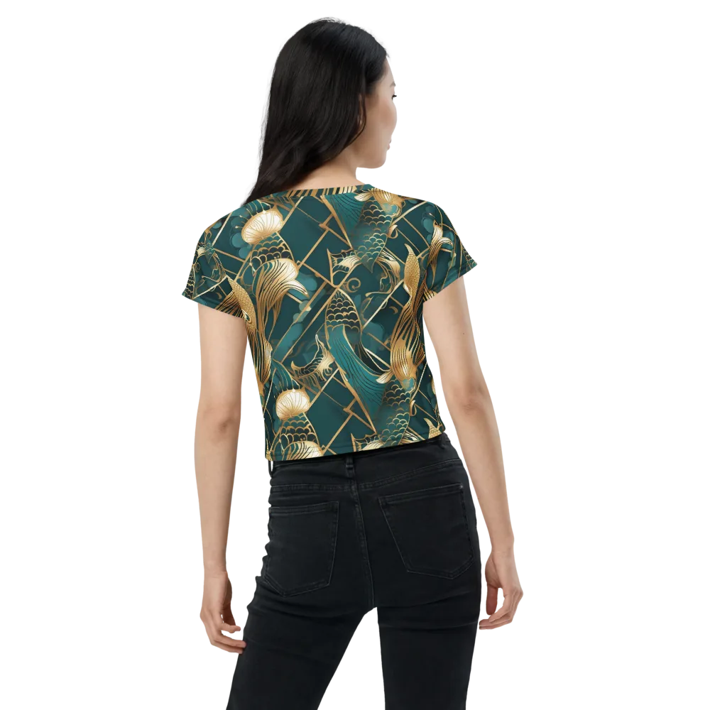 Teal Dynasty on Crop Tee — Back