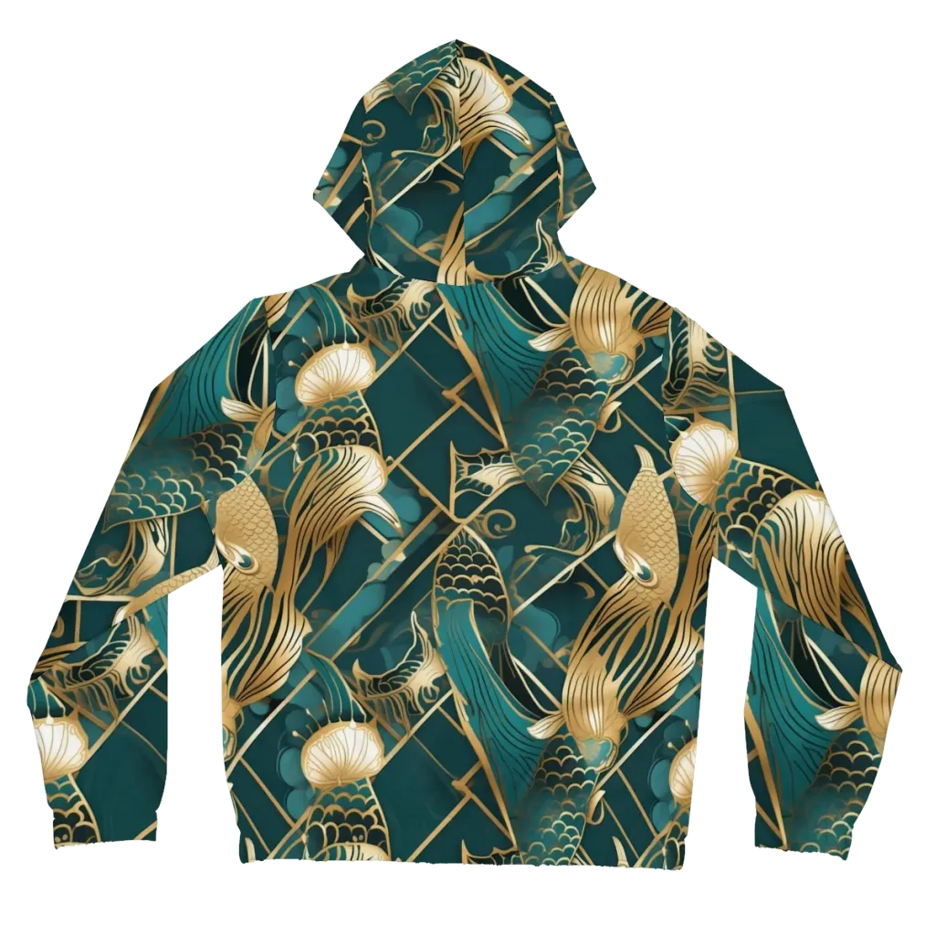 Teal Dynasty on Women's Full-Zip Hoodie — Back