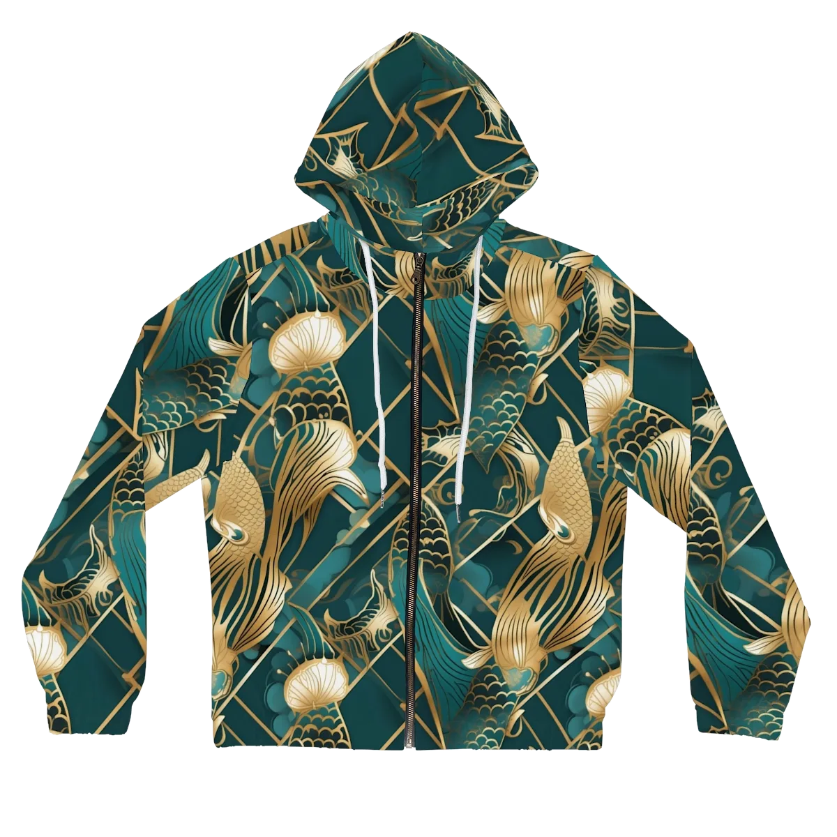 Teal Dynasty on Women's Full-Zip Hoodie — Front