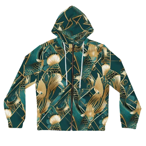 Teal Dynasty on a Women's Full-Zip Hoodie