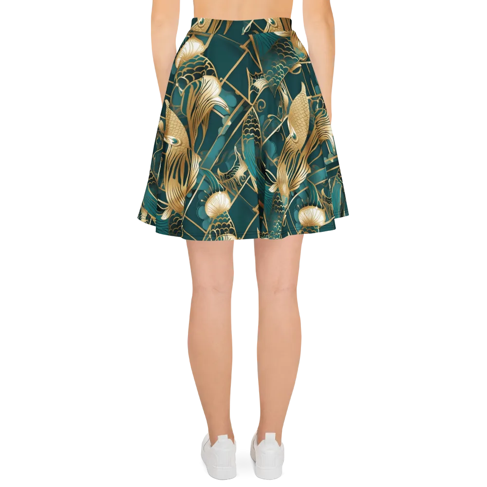 Teal Dynasty on Skater Skirt — Back