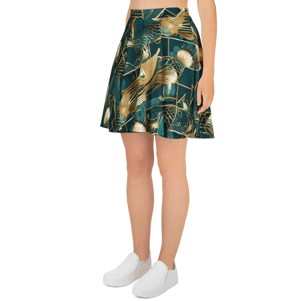 Teal Dynasty on Skater Skirt — Left