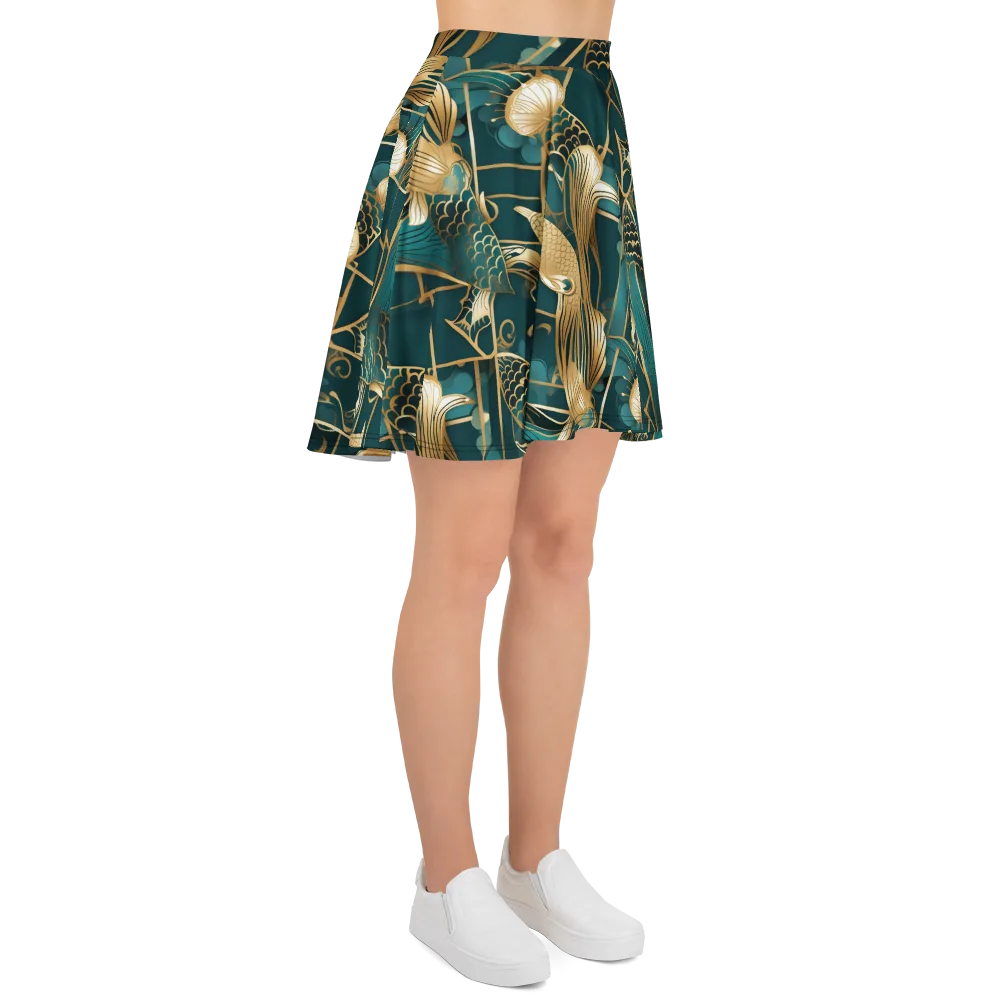 Teal Dynasty on Skater Skirt — Right