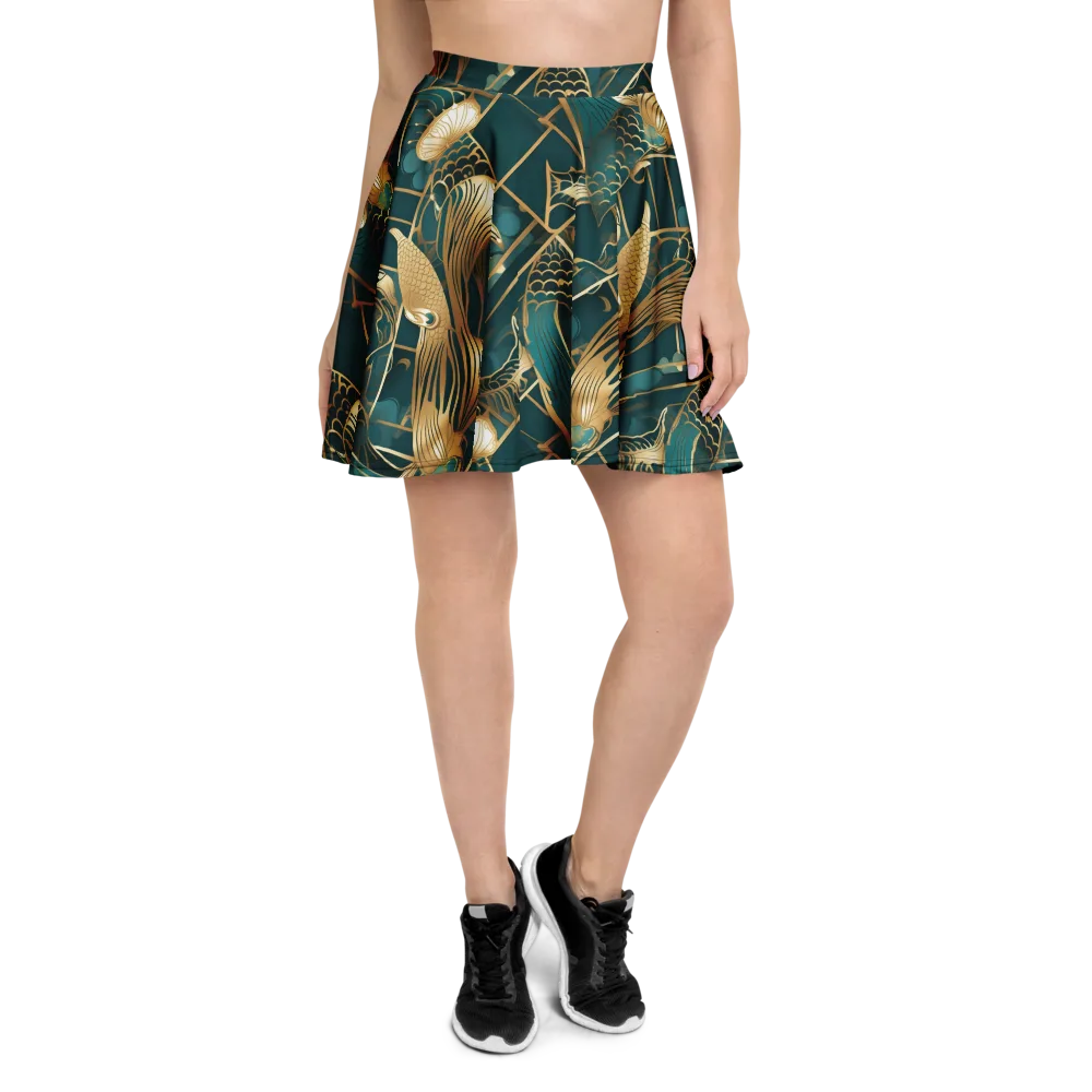 Teal Dynasty on Skater Skirt — Front