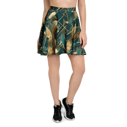 Teal Dynasty on a Skater Skirt