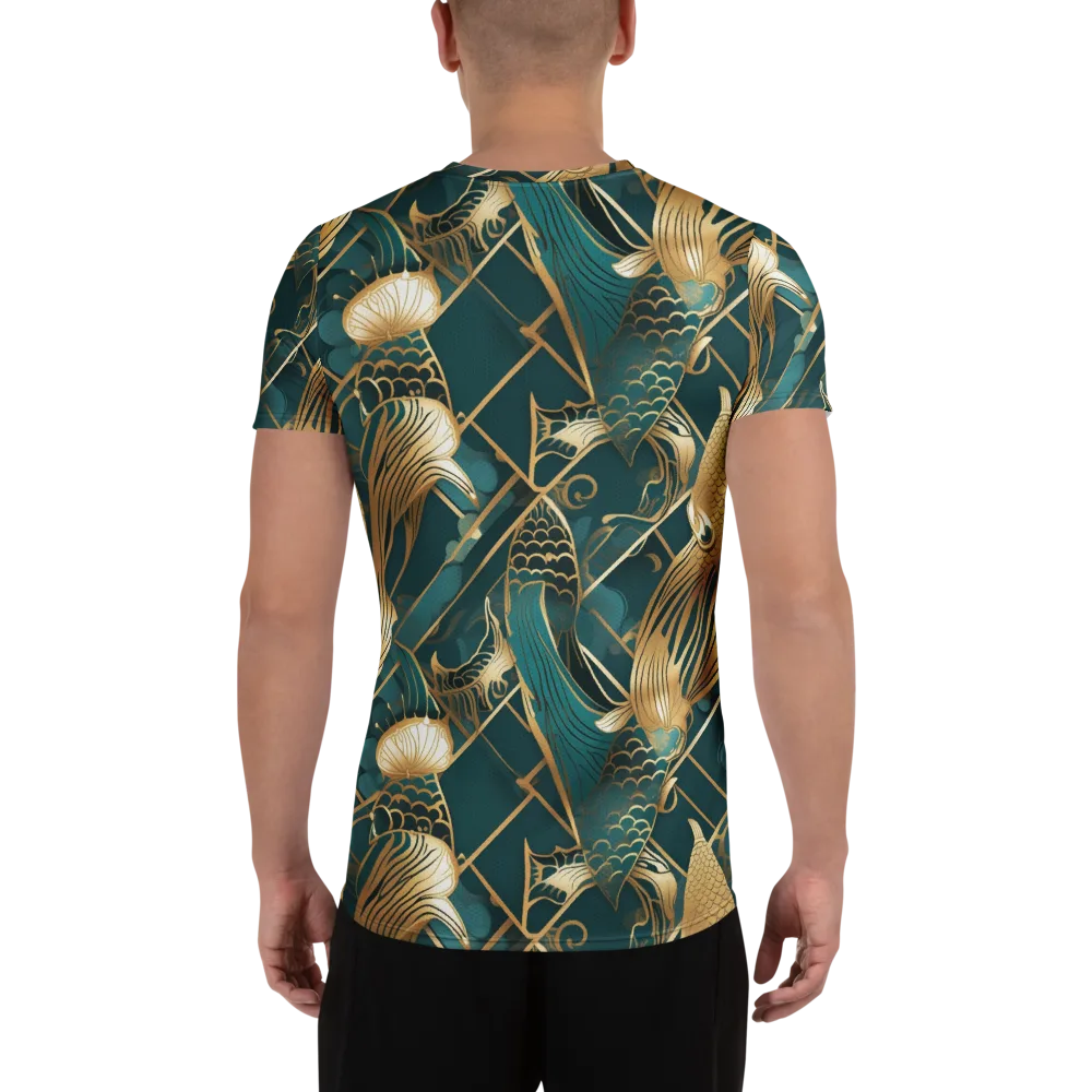 Teal Dynasty on Men's Athletic T-Shirt — Back