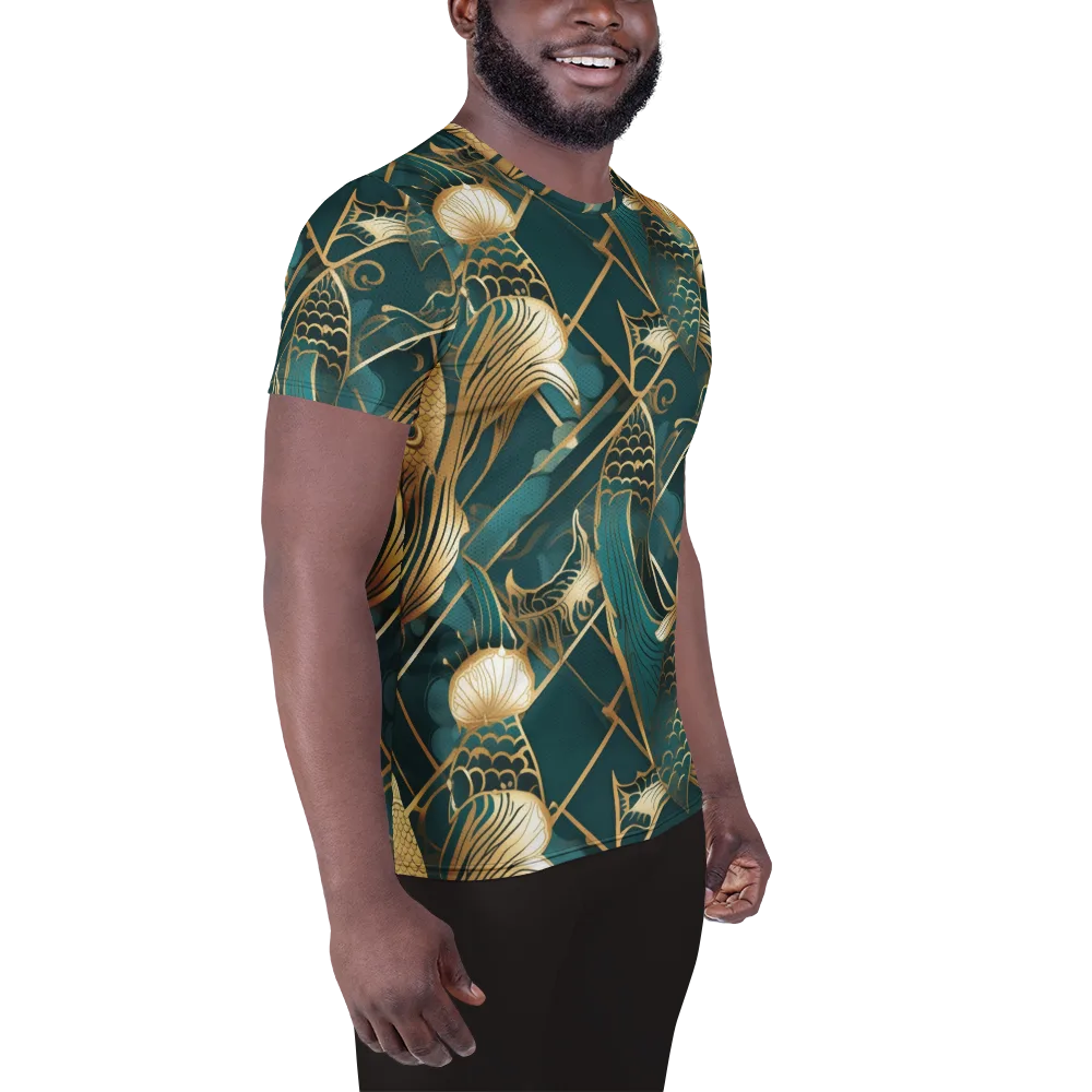 Teal Dynasty on Men's Athletic T-Shirt — Right