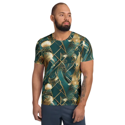 Teal Dynasty on a Men's Athletic T-Shirt