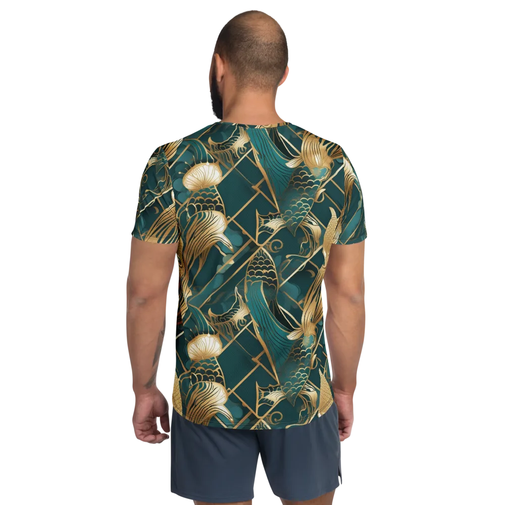 Teal Dynasty on Men's Athletic T-Shirt — Back