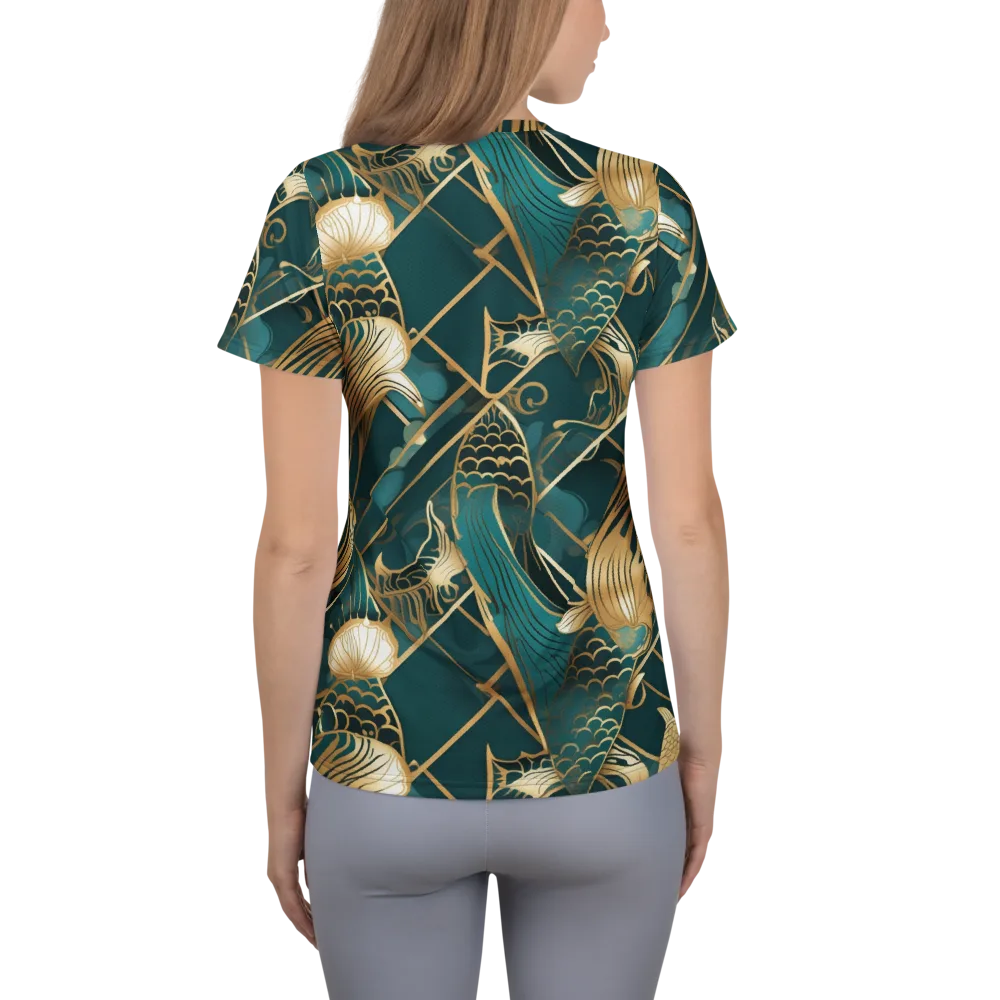 Teal Dynasty on Women's Athletic T-Shirt — Back