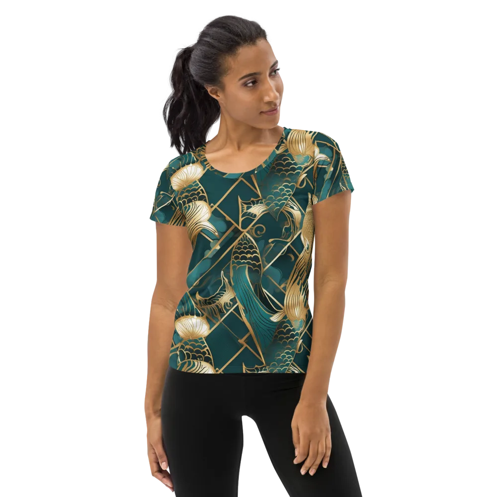 Teal Dynasty on Women's Athletic T-Shirt — Front