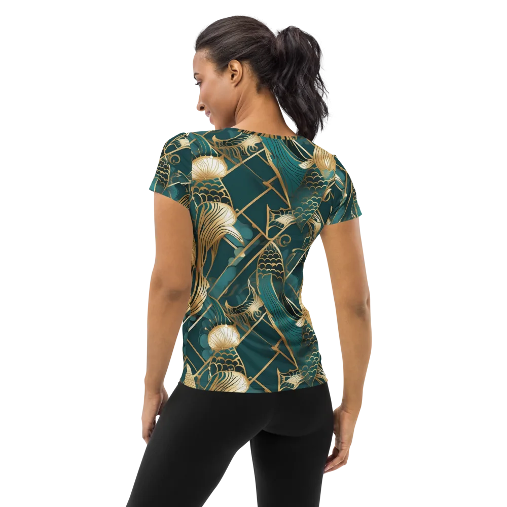 Teal Dynasty on Women's Athletic T-Shirt — Back