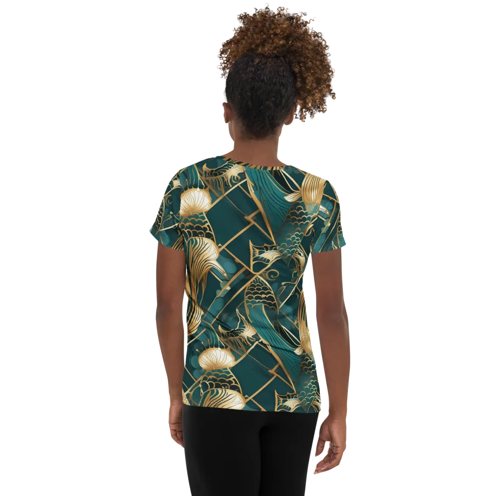 Teal Dynasty on Women's Athletic T-Shirt — Back